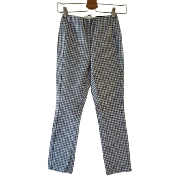 Rag & Bone Simone Crop Pants Size 0 Blue White Gingham Check High-Rise Stretch - Picture 2 of 9